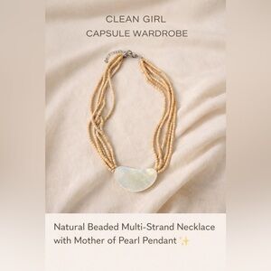 ✨ Natural Beaded Multi-Strand Necklace with Mother of Pearl Pendant ✨